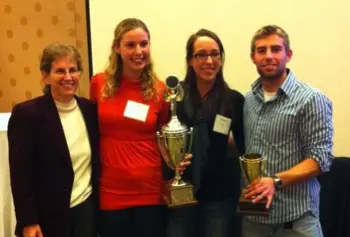Cynthia Ferrara with exercise physiology senior students Allison Fahey, Hollie Letendre and Harrison Sullivan.