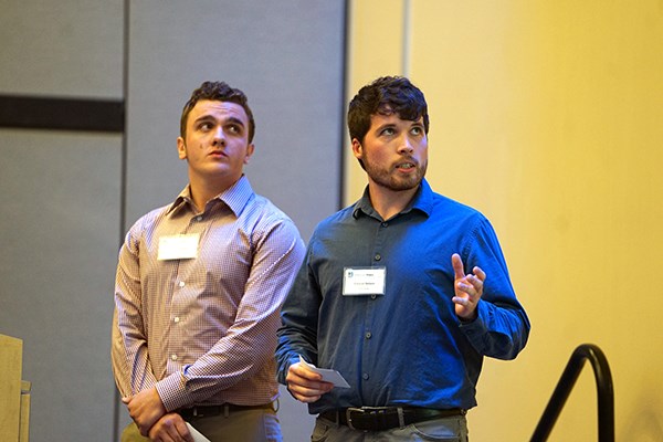 Students John Lesack and Conrad Nelson pitch their idea, ATM Fast App