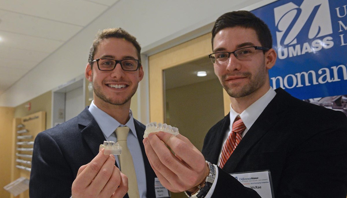 Casey McRae and Cormac Hondros-McCarthy present Prototooth at the DifferenceMaker 2014 Francis College of Engineering Prototyping Competition.