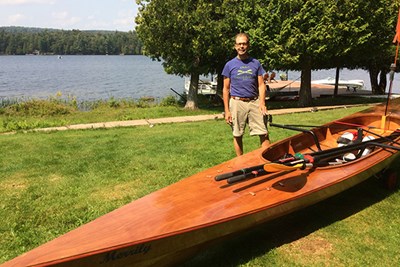 UML Education Prof. James Nehring with Merrily, a boat he built himself