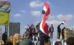 Demonstrators celebrate the resignation of Hosni Mubarak after 18 days of occupying Tahrir Square in Cairo.
