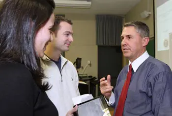 Assoc. Prof. James Forest, right, teaches courses on terrorism, security studies and weapons of mass destruction in the Criminal Justice and Criminology Department.