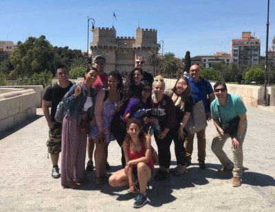 group photo of UMass Lowell study abroad trip to Valencia, Spain.