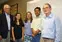 Abhishek Kumar, second from right, poses with, from left, Science Dean Robert Tamarin, Sheila and Susan Tripathy and Prof. Jayant Kumar during this year’s Tripathy Memorial Endowed Graduate Fellowship award ceremony.