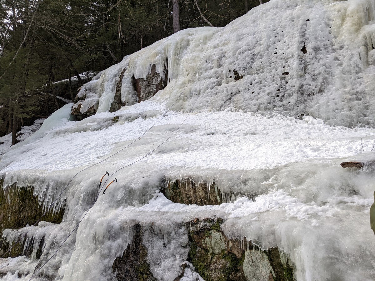 An ice climbing ice wall.