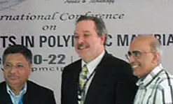 Stephen McCarthy with Dr. S. K. Nayak, left, of CIPET and Prof. Ramani Narayan of Michigan State University.