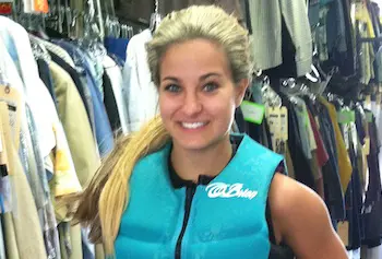 Exercise physiology major Jessica LeBlanc dons a wet suit and blond wig to stunt double for Kate Hudson in an upcoming movie.
