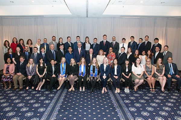 Beta Gamma Sigma inductees pose for a group photo
