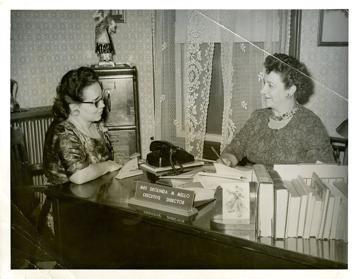 Photo of Maria Coto and Deolinda Mello in 1963.  Photo Courtesy of Lowell Sun.