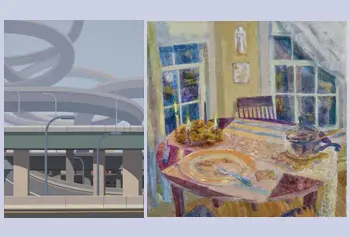 Work by Profs. Stephen Mishol, left, and Kara Waxman will be included in the exhibit featuring artwork by 17 UMass Lowell faculty members at the Whistler House Museum of Art.
