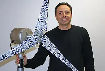 Profs. Christopher Niezrecki, above, Julie Chen and Peter Avitabile received a three-year $195,000 grant from the National Science Foundation to look at new methods for predicting dynamic stress and strain on vibrating flexible structures &mdash; such as wind turbine and helicopter blades &mdash; during operation using computer modeling and experimentation.