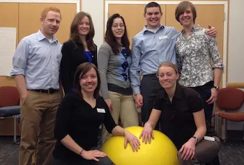 From left, back row, Raymond Goddu, Kim Como, Erin Foley, Tim Duffy, Marielle Jensen-Battaglia; front row, Corinne Lee and Jennifer Raymond.