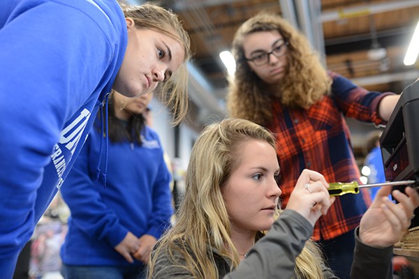 The UMass Lowell undergraduate chapter of the Society of Women Engineers hosted a repair cafe for the community.
