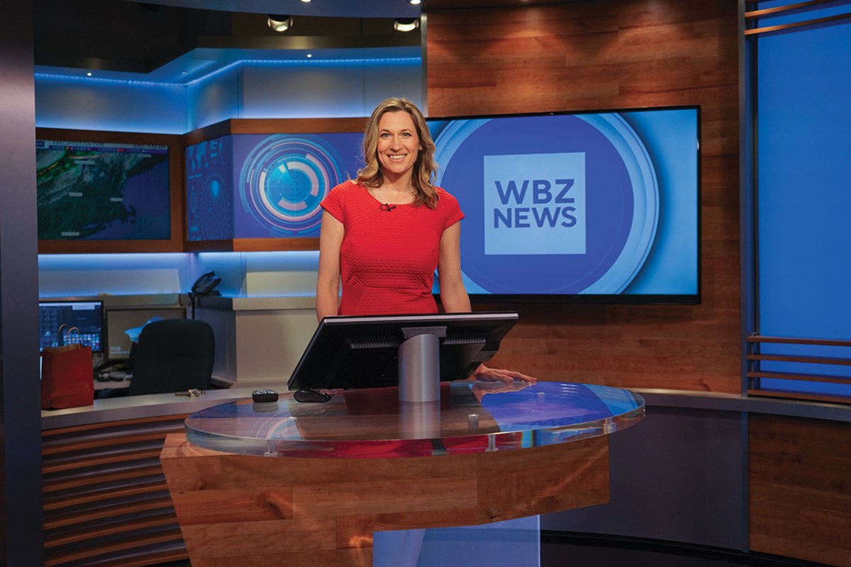 Meteorologist Sarah Wroblewski on the set of WBZ News