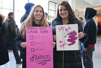 Jacquie Keeves, left, is the point person for sexual violence at the UML Wellness Center, while Marina Novaes is active in sexual violence prevention