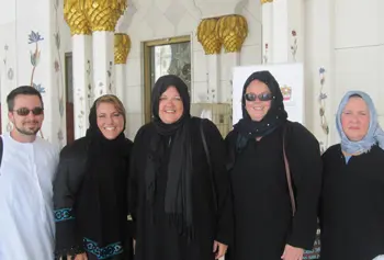Alum Shannon Smith, second from left, has enjoyed teaching and living in the UAE where she explores the new culture with fellow teachers.