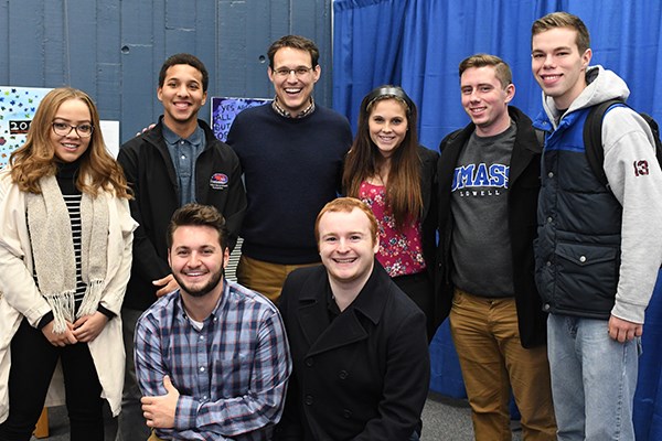 Kornacki poses after his talk with UMass Lowell student Democrats and Republicans