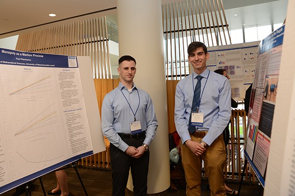 UML math major Paul Fitzmaurice, left, and mechanical engineering major Marinos Blanas at the Student Research Symposium