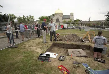 Teachers from across the country got to learn about Lowell history during a visit to an archaeological excavation at St. Patrick's Church.