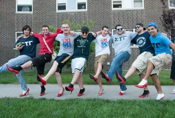 Students spread awareness and prevention of sexual violence in the annual Walk a Mile in Her Shoes event. Photo by Ed Collier.