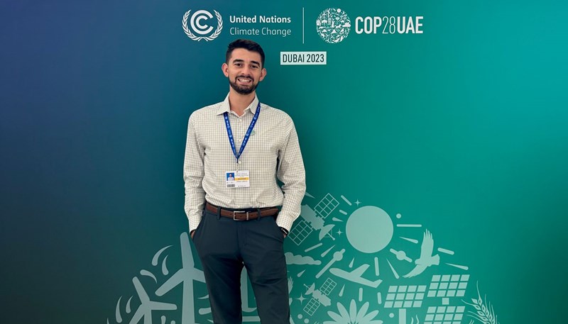 William Lefebvre poses for photo at the COP28UAE - United Nations Climate Change in Dubai-2023.