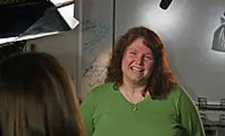 Assoc. Prof. Holly Yanco is shown being interviewed for the soon-to-be-released Microsoft video.