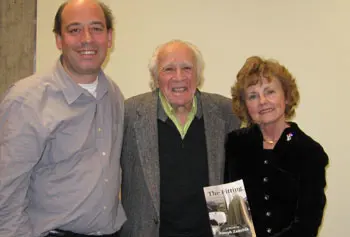 Prof. Jonathan Silverman, left, and Prof. Jeannie Judge celebrated the release of Prof. Joseph Zaitchik&rsquo;s first novel, &ldquo;The Fitting,&rdquo; with their colleague, center.