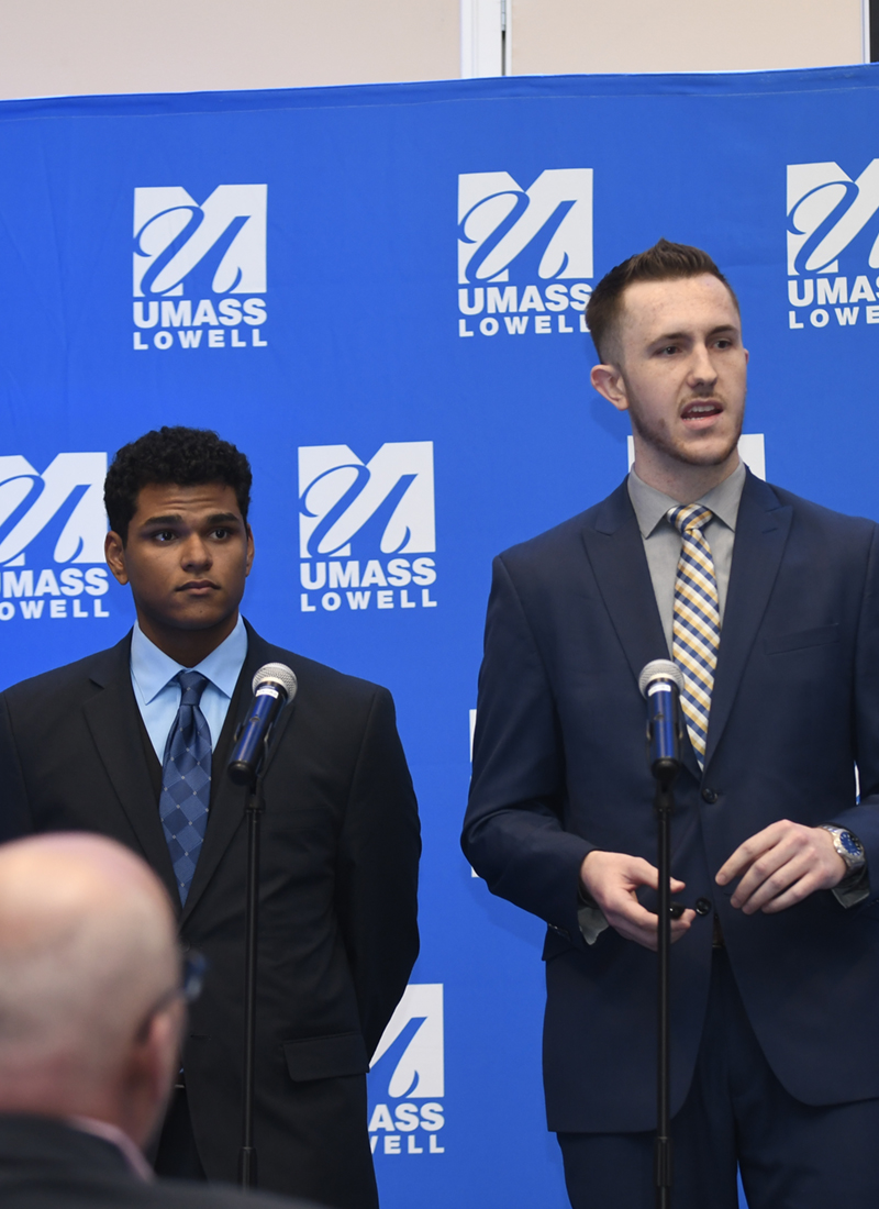 Benjamin Mcevoy and Edward Morante pitch Benji Ball at the finals of the 2019 DifferenceMaker Idea Challenge