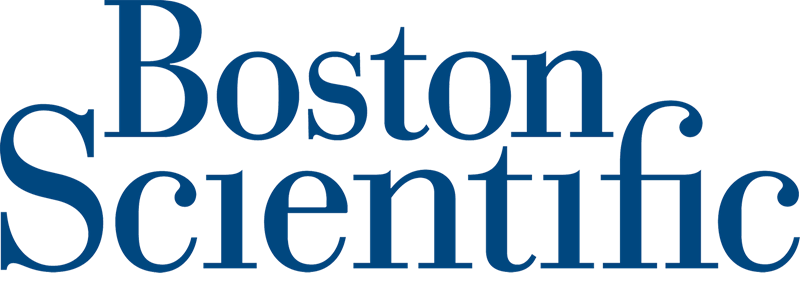 Words in blue script stacked atop each other: Boston Scientific 