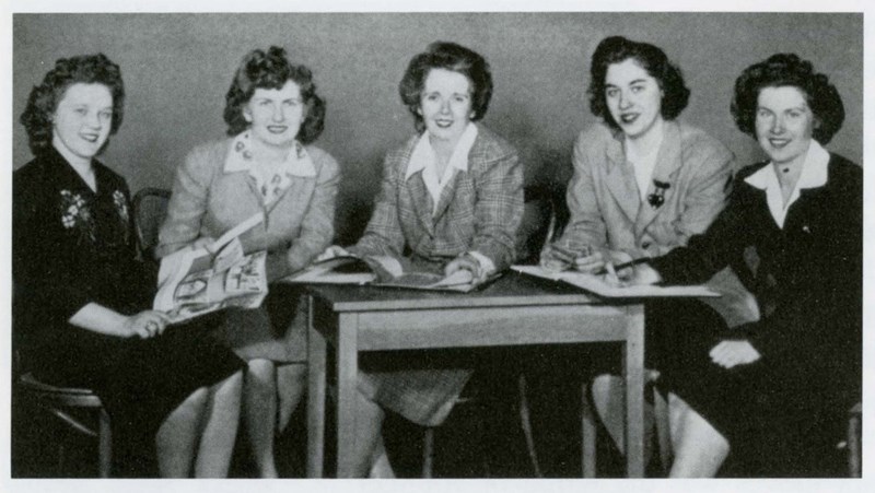 In 1944, class officers from the Teachers College assembled for a photo