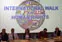International student ambassador Marcela Linares introduces faculty panelists at the Human Rights Forum, part of the campus’ International Education Week program.