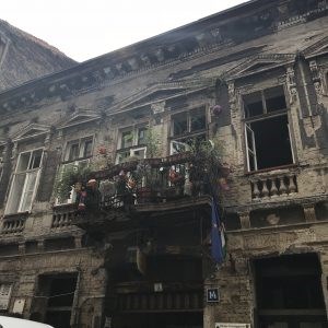 The exterior of Szimpla Kert, one of the many Ruin Bars found throughout Budapest