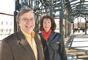 Paul Marion stands with his wife Rosemary at Boarding House Park on Sunday. Marion will receive the 2012 Thomas Kelakos Community Spirit Award on March 23 at a banquet at Lenzi's in Dracut.