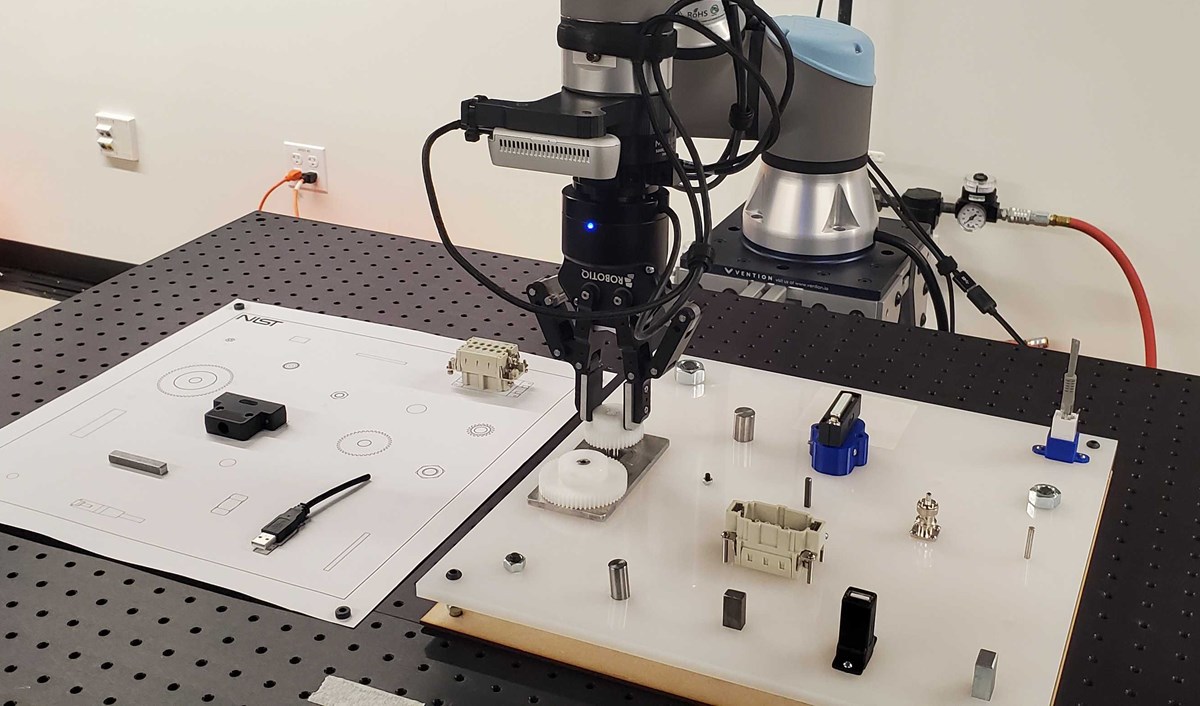 Robot manipulating a gear on the NIST-ATB #1 
