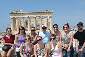 UMass Lowell students studying in Greece in the summer of 2014.