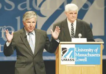 UMass Lowell Chancellor Marty Meehan speaks during an event at the school recently. Meehan will be honored Monday with the Chief Executive Leadership Award.