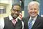 Nursing freshman Erneston Maurissaint and Chancellor Marty Meehan.