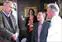 GENI Project Director Chip Elliott, left, talks to Chancellor Marty Meehan and Assoc. Prof. Yan Luo during a meeting at Allen House on South Campus on April 10. Looking on is Marcie Byrd of the IT Department.