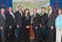 Shown at the awards event are, from left, Chancellor Marty Meehan ’78; award recipients James Regan ’88, Robert LeFort ’83, Linda FitzPatrick ’68, Richard Miner ’86, ’89, ’97, Michael Jarvis ’06 and Steven DiNoto ’94, ‘97; and Executive Vice Chancellor Jacqueline Moloney '75, '92.