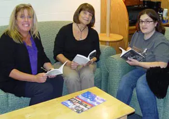 Janine Wert, veterans services director, with benefits coordinator Linda Morabito and student staffer Ericka Haddad, are ready for veterans at the new drop-in center.
