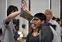 Vibes and Waves Fellow Molly Clay, center, conducts diffraction experiments in a physics class at Lowell High School.