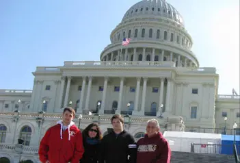 Nicholas Bernardo, third from left, with his brother, Patrick, a UMass Lowell freshman, his mother Cathleen Bernardo and grandfather, David Pelley, on the steps of the U.S. Capitol.