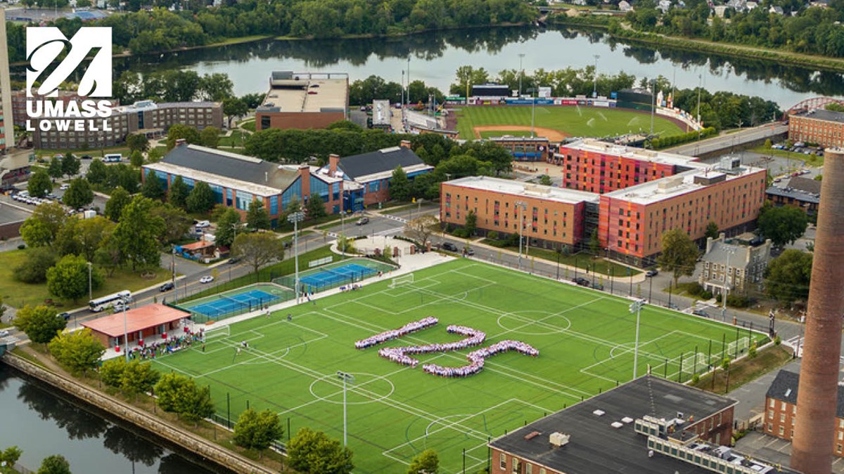 Zoom background displaying a bird's eye view of the Campus Rec Complex where students formed a "125."