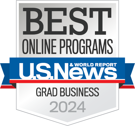 U.S. News & World Report badge for best online graduate business program.
