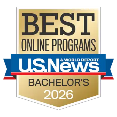 U.S. News & World Report badge for best online bachelor's program, UMass Lowell.