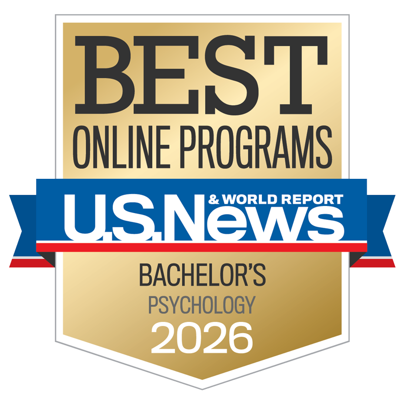 U.S. News & World Report badge for best online bachelor's in psychology program, UMass Lowell.