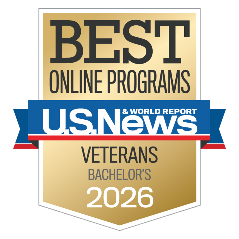 U.S. News & World Report badge for best online bachelor's program for veterans, UMass Lowell.