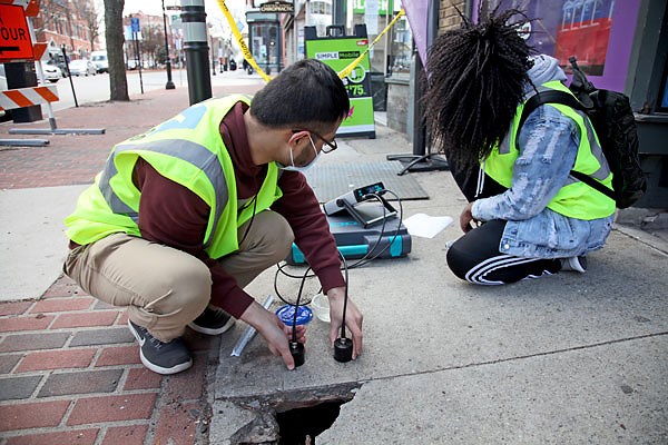 Civil engineering students at work in Lowell-4