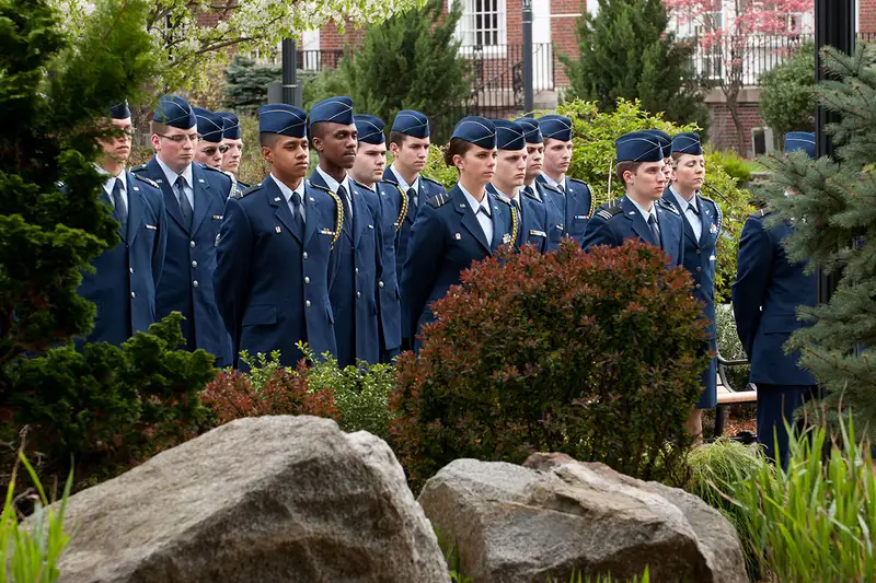 Cadets from 1999-2000 assemble for their graduation.