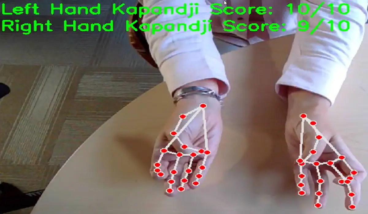 Virtual markers on hands to measure range of motion